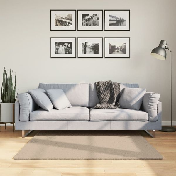 Teppich Wohnzimmer Schlafzimmer HUARTE Kurzflor Weich und Waschbar Sandfarben 120x120cm