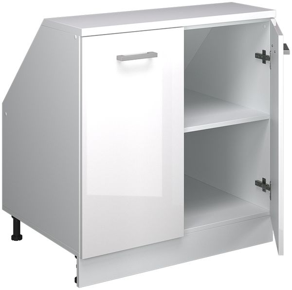 Dachschrägenschrank Rion Weiß Hochglanz 80 x 81.6 cm mit 2 Türen, Schrankkorpus 60 cm Tiefe Vicco Bild 4