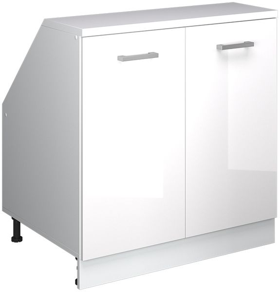 Dachschrägenschrank Rion Weiß Hochglanz 80 x 81.6 cm mit 2 Türen, Schrankkorpus 60 cm Tiefe Vicco