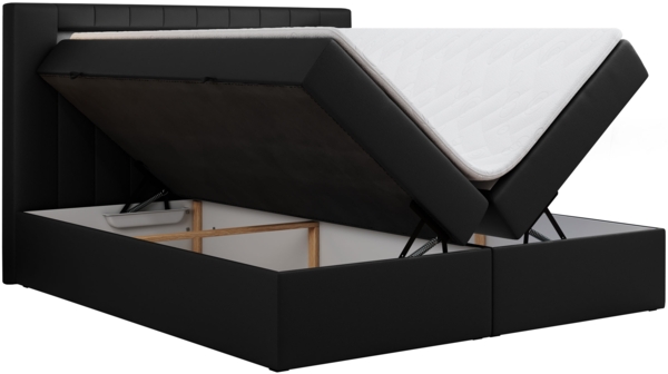 Boxspringbett - Polsterbett mit LED Kopfteil - GOLD-5 - 120x200cm - Schwarz Kunstleder - H3 Bild 4
