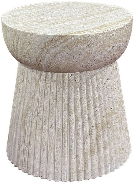 tinkaro Beistelltisch Bonn geriffelt ø37x43 cm Natur (1-St), Strukturierter Ablagetisch aus Fiberclay für verschiedene Wohnräume