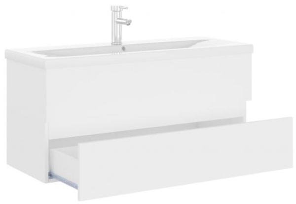 vidaXL Waschbeckenunterschrank mit Einbaubecken Weiß Spanplatte [3071657] Bild 7