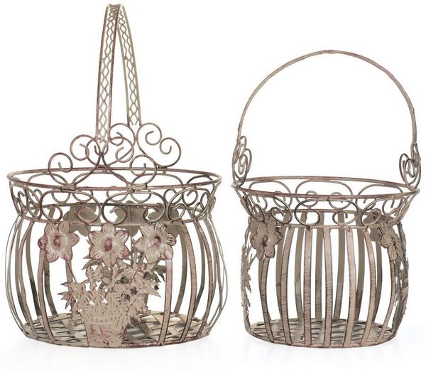 Moritz Blumentopf Pflanzkörbe Metall 2er Set rose CB-17-RS, Blumentopf Pflanzkorb Pflanzkübel Pflanzenampel Gartendeko Hängekorb