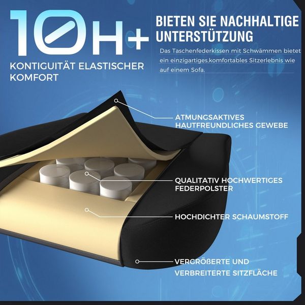 GTPLAYER Gaming Stuhl, Atmungsaktiver Bürostuhl, bürostuhl ergonomisch, Hochwertiger - Stoff, Ergonomischer PC Stuhl, 160° Verstellbare Rückenlehne und ausziehbare Fußstütze,Schwarz