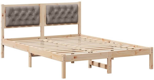 vidaXL Bettrahmen mit Kopfteil Taupe 140 x 190 cm Massives Kiefernholz 878197