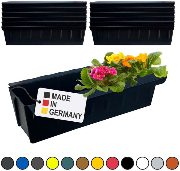 Hossi's Wholesale 12 Euro-Paletten Blumenkästen-Einsätze | mit Hängesystem zum Einhängen | 37,3cm Schwarz | Pflanzkasten für Europalette Palette | Balkonkasten | Blumentopf | extrem stabil