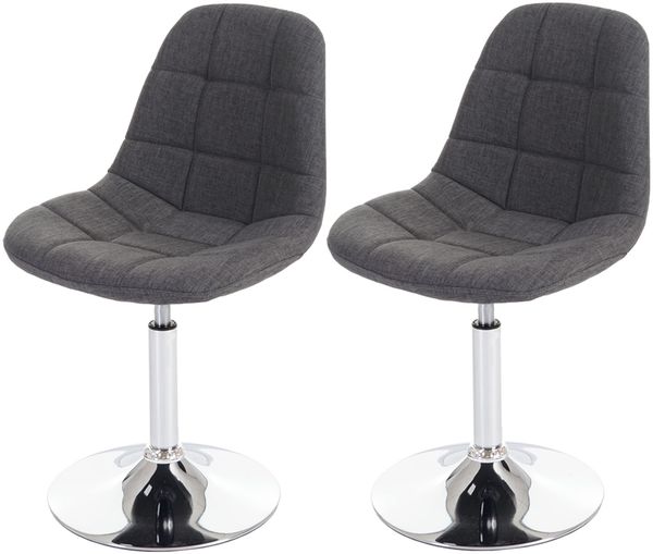 2er-Set Esszimmerstuhl HWC-A60, Stuhl Drehstuhl, Chrom ~ Textil hellgrau