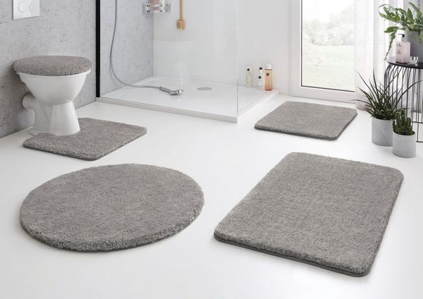 Kleine Wolke Badematte RELAX, Höhe 30 mm, rutschhemmend beschichtet, fußbodenheizungsgeeignet, Polyacryl, 2-tlg. Stand-WC Set, Badteppich, Uni Farben, rechteckig, rund & als Set erhältlich