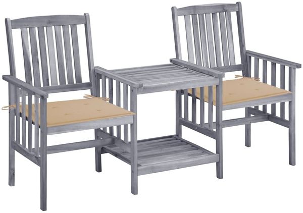 vidaXL Gartenstühle mit Teetisch und Kissen Massivholz Akazie 3061305