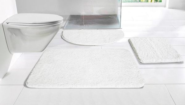 OTTO home Badematte Inga, Badezimmer Teppich, Badvorleger, Höhe 20 mm, rutschhemmend beschichtet, schnell trocknend, strapazierfähig, fußbodenheizungsgeeignet, Polyester, rechteckig, Badteppich, unifarben, weich, als halbrund und rechteckig erhältlich