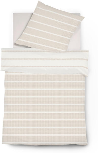 Fleuresse Musselin Bettwäsche Faro beige sand Crincle-Optik 135x200 cm 624531-07