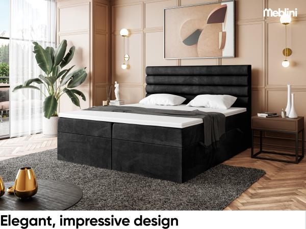 MEBLINI Boxspringbett KARIM 180x220 cm mit Bettkasten - H4/Schwarz Samt Polsterbett - Doppelbett mit Topper & Taschenfederkern-Matratze Bild 3