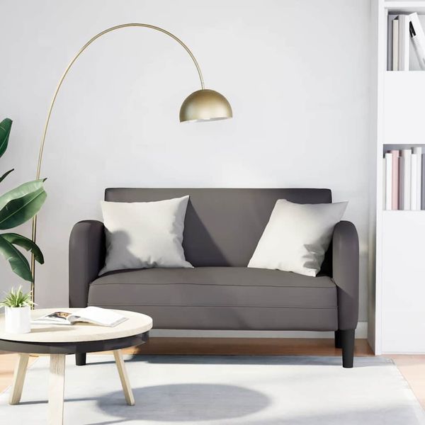Zweisitzer-Sofa, Moderne Sofa Grau 110 cm Kunstleder
