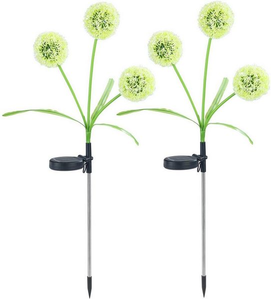 Maximex Solar LED Gartenstecker Pusteblume, 2er Set, LEDs in 5 Farben, 2 Lichtmodi, Dämmerungssensor, wetterfest, Solar Gartenbeleuchtung für Beete und Pflanzkübel, 9x75 cm, Polyester/Metall