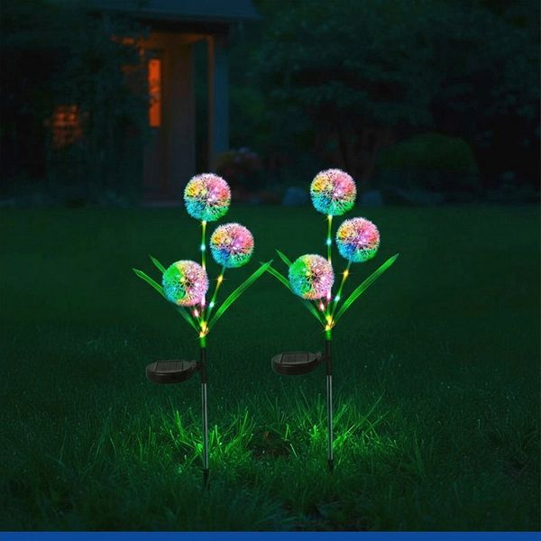Maximex Solar LED Gartenstecker Pusteblume, 2er Set, LEDs in 5 Farben, 2 Lichtmodi, Dämmerungssensor, wetterfest, Solar Gartenbeleuchtung für Beete und Pflanzkübel, 9x75 cm, Polyester/Metall