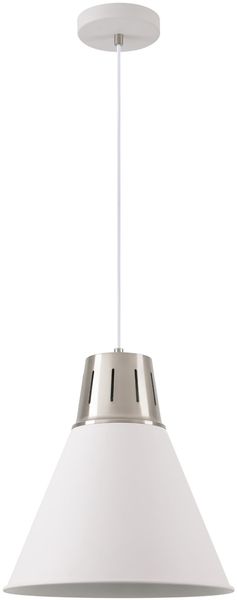 GTV - Pendelleuchte GIANNI Hängelampe Deckenlampe E27 weiß silber Metall Lampenschirm 32 cm höhenverstellbar Esszimmer Wohnzimmer Küche modern skandinavisch