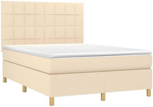vidaXL Boxspringbett mit Matratze Creme 140x190 cm Stoff 3142334 Bild 3