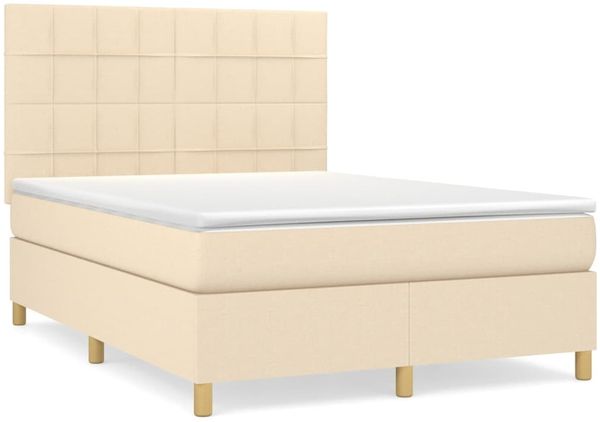 vidaXL Boxspringbett mit Matratze Creme 140x190 cm Stoff 3142334 Bild 2