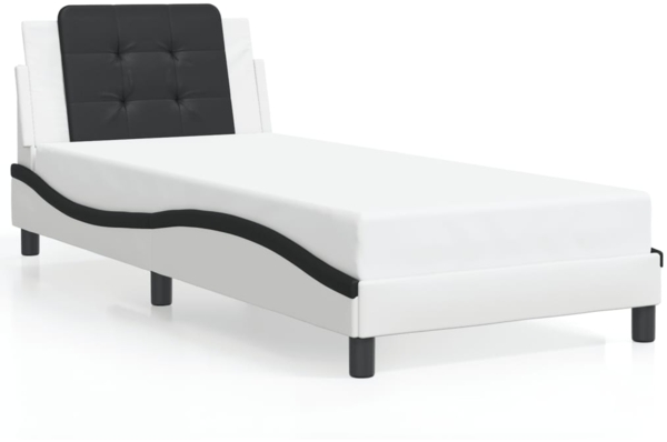 vidaXL Bettgestell ohne Matratze "Zadar" Weiß und Schwarz 80x200 cm Kunstleder 3208148