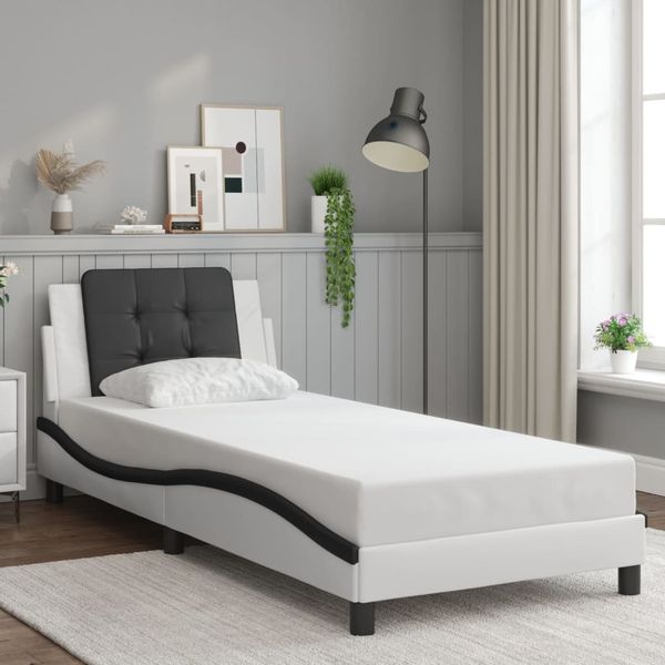 vidaXL Bettgestell ohne Matratze "Zadar" Weiß und Schwarz 80x200 cm Kunstleder 3208148