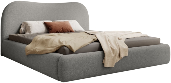 Selsey 'Simsalo' Polsterbett mit Bouclé-Bezug und Stauraum, dunkelgrau, 160x200 cm