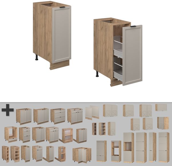 Apothekerschrank Fame-Line GrauBeige 30 cm ohne Arbeitsplatte Vicco Bild 5