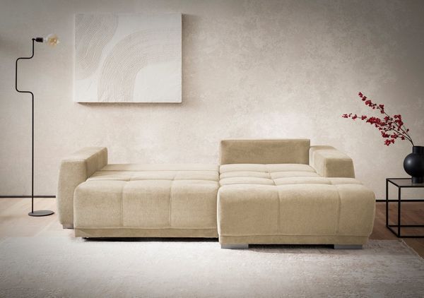 INOSIGN Ecksofa Bolero L-Form, mit edler Steppung, wahlweise mit Schlaffunktion & Bettkasten