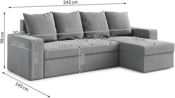 AX LIVING Eck Couch Klein Climpy 242 cm – Stilvolles Design in Anthrazit Bild 4