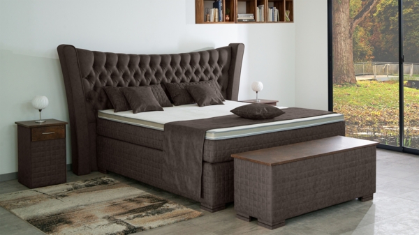 Meisterbetten Boxspringbett Oslo 240x200 in MS-Brown, Matratzenbezug Oslo, Ergoflex-Topper