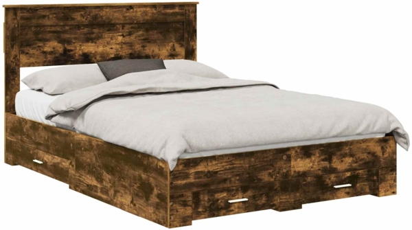vidaXL Bettrahmen Geräucherte Eiche 150x200 cm Holzwerkstoff 3409977