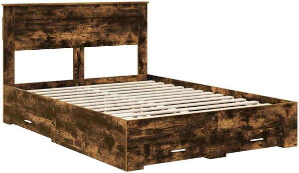 vidaXL Bettrahmen Geräucherte Eiche 150 x 200 cm Holzwerkstoff 3409977 Bild 4