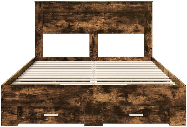 vidaXL Bettrahmen Geräucherte Eiche 150 x 200 cm Holzwerkstoff 3409977 Bild 8