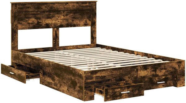 vidaXL Bettrahmen Geräucherte Eiche 150 x 200 cm Holzwerkstoff 3409977 Bild 5
