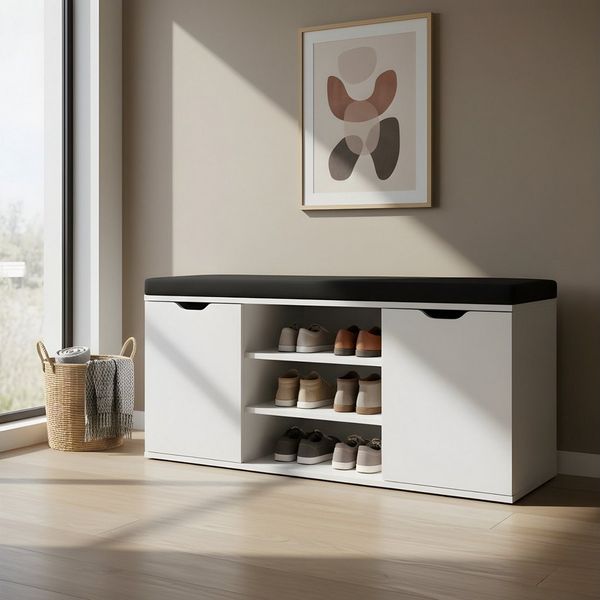 BOXIMO Schuhschrank Schuhschrank mit Sitzfläche PORTA, 103 x 30 x 46 cm (Schuhschrank PORTA mit Sitzbank)
