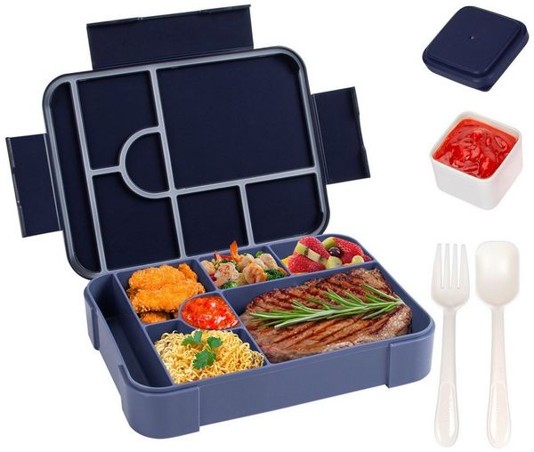 Agger Lunchbox Brotdose Kinder mit Fächern, 1330ML Jausenbox Kinder (Löffel & Gabel), Kinder Brotdose,Kinderfreundliche Verriegelung,BPA-Frei,Auslaufsicher