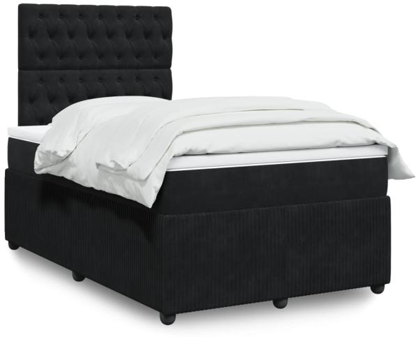 vidaXL Boxspringbett mit Matratze Schwarz 120x200 cm Samt 3294618