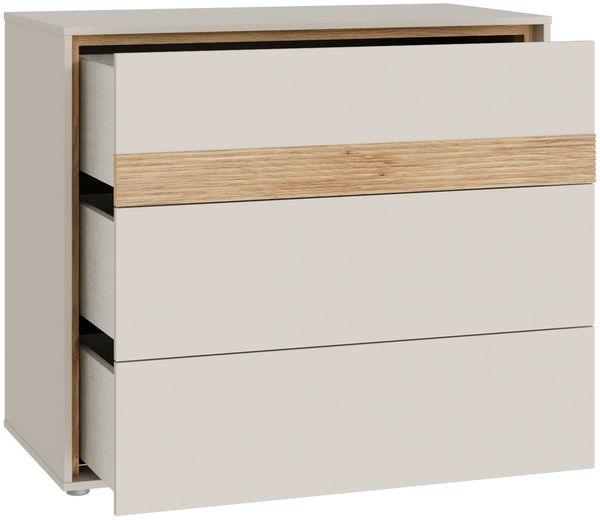 Schubkastenkommode >WEXLIN< 3 Schübe, sandfarbig / Mauvella Eiche Dekor - 96,3x84,1x50,2 (BxHxT) Bild 5