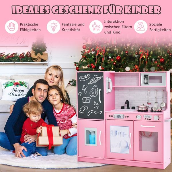 Spielküche zum Spielen Küchenspielset für Kleinkinder mit Tafel 82 x 24 x 80 cm Rosa