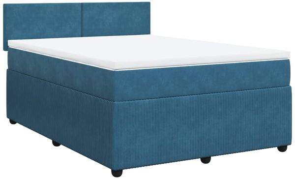 vidaXL Boxspringbett mit Matratze Blau 140x200 cm Samt 3290056 Bild 3