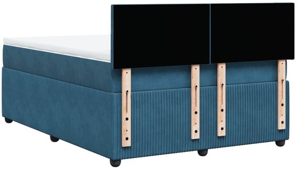 vidaXL Boxspringbett mit Matratze Blau 140x200 cm Samt 3290056 Bild 8