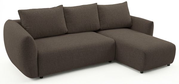 Selsey 'Zordo' - L-Form Eckschlafsofa mit zwei Bettkästen, brauner Chenille rechts