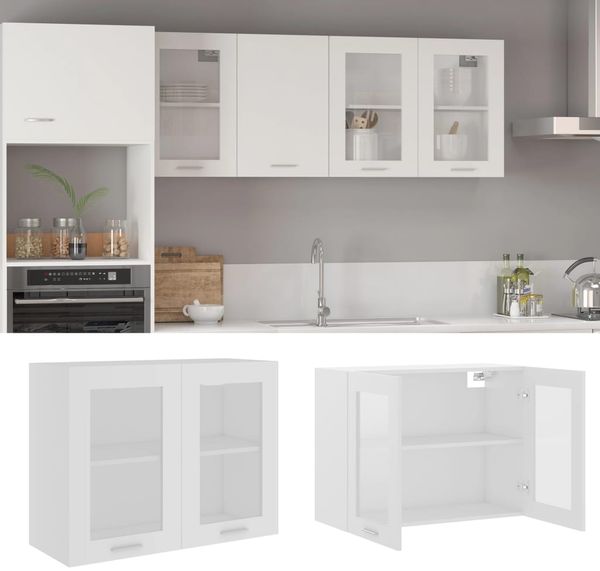vidaXL Hängeglasschrank Lyon Weiß 80x31x60 cm Holzwerkstoff 802529
