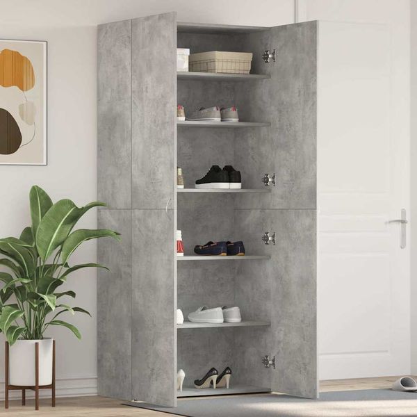 vidaXL Schuhschrank mit Regal Grau 80 x 35,5 x 180 cm Holzwerkstoff 3333839