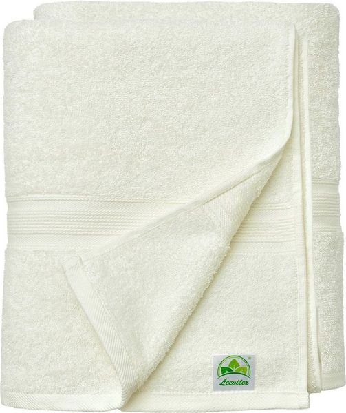 leevitex® Duschtuch 2er Set Duschtuch Frottier XL, 70 x 140 cm, saugfähig und fusselfrei, gestreifte Bordüre