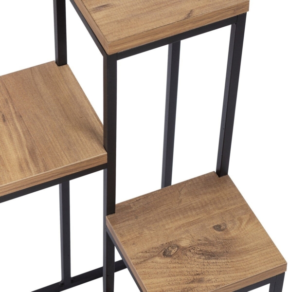 Calicosy Mehrstufiges Regal Dekor Kiefernholz und Schwarz H65 cm – JASON - Helles Holz Bild 6