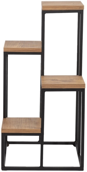 Calicosy Mehrstufiges Regal Dekor Kiefernholz und Schwarz H65 cm – JASON - Helles Holz Bild 3