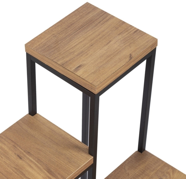 Calicosy Mehrstufiges Regal Dekor Kiefernholz und Schwarz H65 cm – JASON - Helles Holz Bild 5