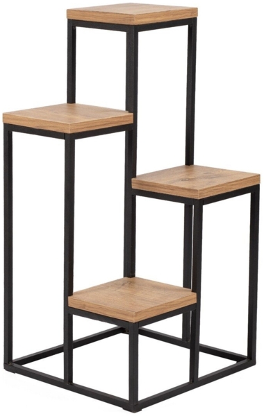 Calicosy Mehrstufiges Regal Dekor Kiefernholz und Schwarz H65 cm – JASON - Helles Holz Bild 1