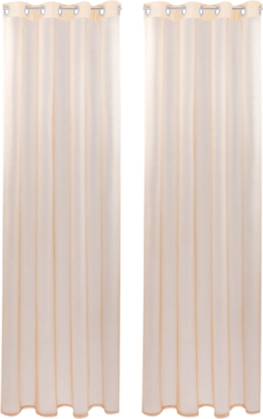 Bestlivings Transparente Beige Gardine mit Ösen 2er Pack (B140 x L145) inkl. 2 Raffhalter, viele Varianten erhältlich