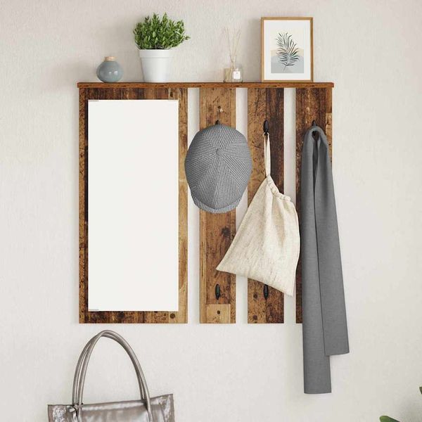vidaXL Wandmontierter Kleiderständer mit Regal Altholz 84 x 10 x 80 cm 874497